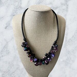Chico’s Purple & Black Beaded Statement Necklace